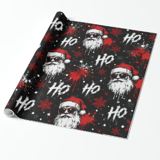 Papel De Presente Padrão de Natal com respingos de Papai Noel áspero