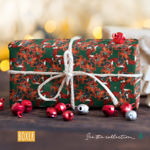 Papel De Presente Padrão de Natal da Raça Boxer Engraçado
