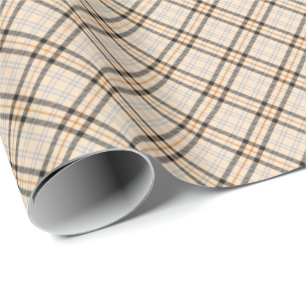 Papel De Presente Padrão de Natal da Xadrez de fazendeiros do Tan