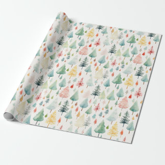 Papel De Presente Padrão de Natal de Aquarela