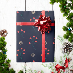 Papel De Presente Padrão de Natal de Azevinho de Inverno Moderno e E