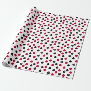 Papel De Presente Padrão de Natal de Bolas de Enfeite Vermelhas e Pr