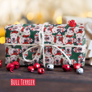Papel De Presente Padrão de Natal de Bull Terrier Engraçado