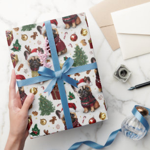 Papel De Presente Padrão de Natal de Bulldog Francês