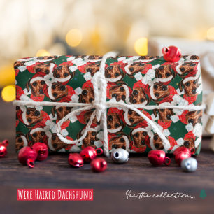 Papel De Presente Padrão de Natal de Dachshund Engraçado de Cabelo R