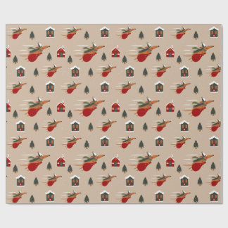 Papel De Presente Padrão de Natal de Dachshund Voador