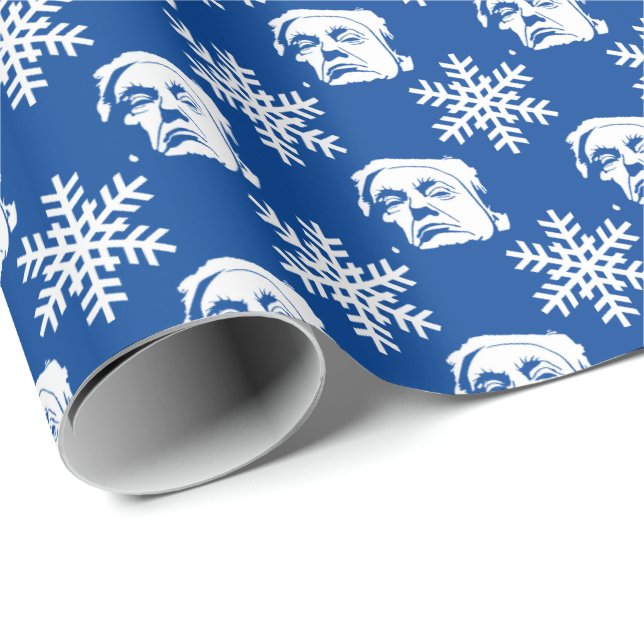 Papel De Presente Padrão de Natal de Donald Trump e Snowflakes (Ponta do rolo)