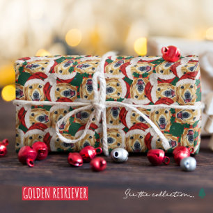 Papel De Presente Padrão de Natal de Estimação do Retriever Dourado 