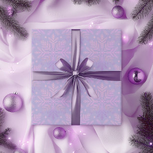 Papel De Presente Padrão de Natal de Floco de Neve Lilás Elegante