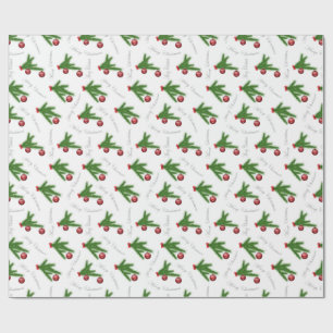 Papel De Presente Padrão de Natal de Galho de Pinheiro Elegante