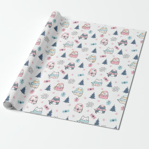Papel De Presente Padrão de Natal de Gatos Divertidos, Presentes, Ne