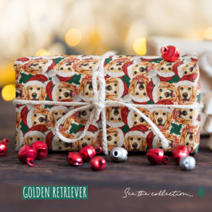 Papel De Presente Padrão de Natal de Golden Retriever Legal
