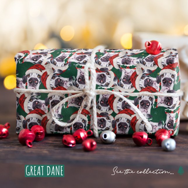 Papel De Presente Padrão de Natal de Grande Danés Engraçado (Criador carregado)
