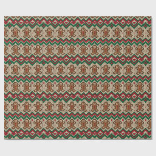 Papel De Presente Padrão de Natal de Homem de Biscoito de Gengibre T