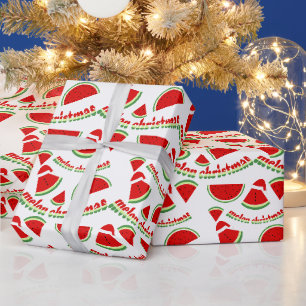 Papel De Presente Padrão de Natal de Melão