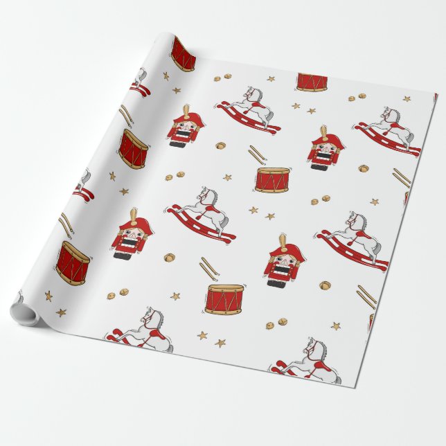 Papel De Presente Padrão de Natal de Nozes (Desenrolado)