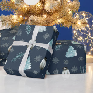 Papel De Presente Padrão de Natal de Pinguins
