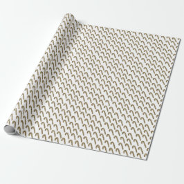 Papel De Presente Padrão de Natal de Pirulitos. Dourado em Branco