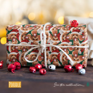 Papel De Presente Padrão de Natal de Poodle Engraçado