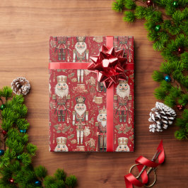 Papel De Presente Padrão de Natal de quebra-nozes vermelhos