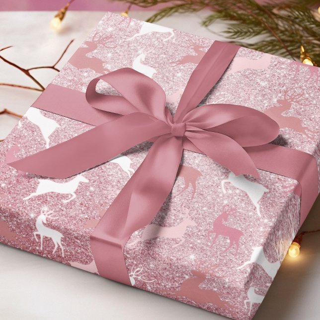 Papel De Presente Padrão de Natal de Reindeer Glitter (Criador carregado)
