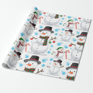 Papel De Presente Padrão de Natal do Bonito Snowman