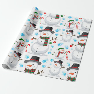Papel De Presente Padrão de Natal do Bonito Snowman
