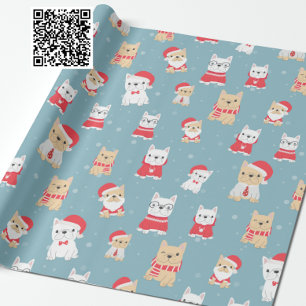 Papel De Presente Padrão de Natal do Bulldog Francês