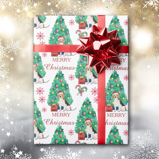 Papel De Presente Padrão de Natal do Cachorro Beagle (Criador carregado)