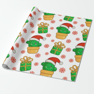 Papel De Presente Padrão de Natal do Cactus
