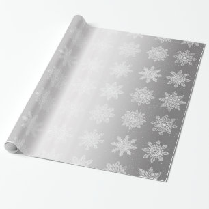 Papel De Presente Padrão de Natal do Floco de Neve Branco e Silver E