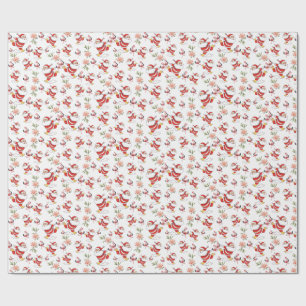 Papel De Presente Padrão de Natal do Papai Noel Flamingo Tropical