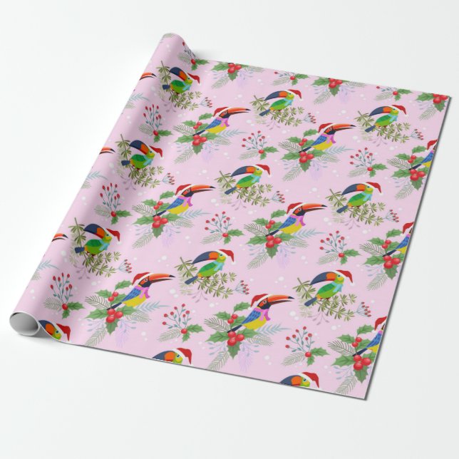Papel De Presente Padrão de Natal do Toucan (Desenrolado)