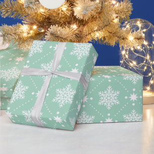 Papel De Presente Padrão de Natal dos Flocos de Neve Brancos de Min