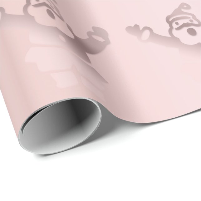 Papel De Presente Padrão de Natal Elegante do Papai Noel Dourado (Ponta do rolo)