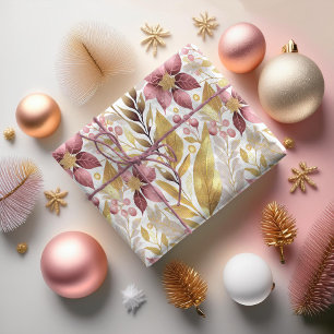 Papel De Presente Padrão de Natal em Dourado Rosa#21 ID1009