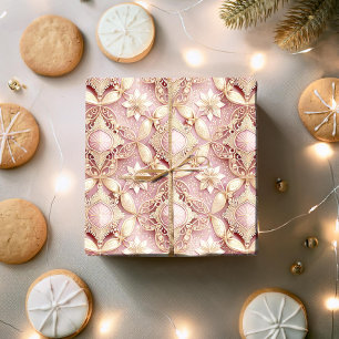 Papel De Presente Padrão de Natal em Ouro Rosa #3 ID1009