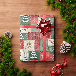 Papel De Presente Padrão de natal em patchwork country