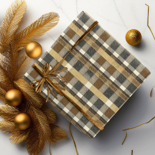 Papel De Presente Padrão de Natal em Tons Terrosos Dourados #7 ID100