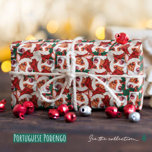 Papel De Presente Padrão de Natal Engraçado do Podengo Português