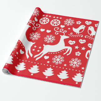 PAPEL DE PRESENTE PADRÃO DE NATAL ESCANDINÁVIO DE PRESENÇA
