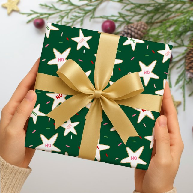 Papel De Presente Padrão de Natal Estrela de Biscoito de Gengibre (Criador carregado)