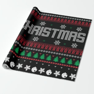 Papel De Presente Padrão de Natal Feliz e Feliz