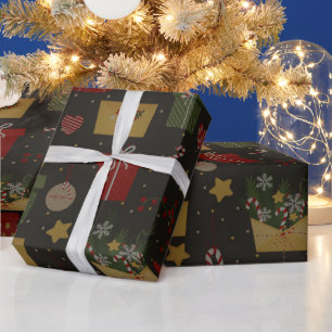 Papel De Presente Padrão de Natal Festivo