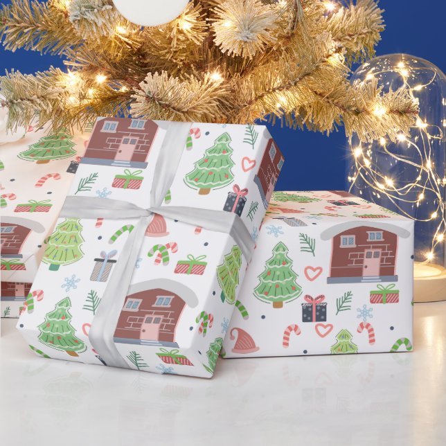 Papel De Presente Padrão de Natal Festivo Adorável (Feriados)