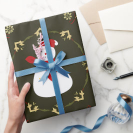 Papel De Presente Padrão de Natal Festivo Snowman