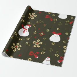 Papel De Presente Padrão de Natal Festivo Snowman