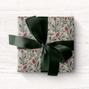 Papel De Presente Padrão de Natal Floral Clássico Cozy