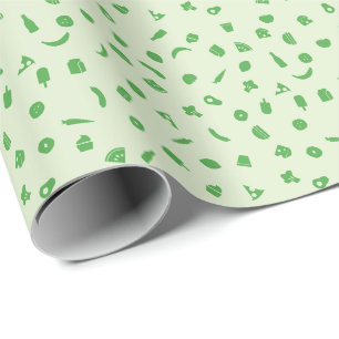 Papel De Presente Padrão de Natal Foodie   Cor Editável