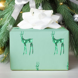 Papel De Presente Padrão de Natal Gemstone Crystal Reindeer